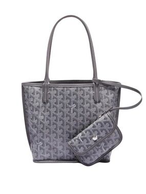 GOYARD Mini Anjou Coated Canvas and Leather Tote Bag